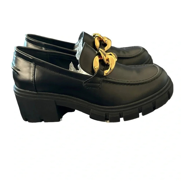 Athlefit women's 7.5 black chunky loafer chain detail, like new - Picture 1 of 6